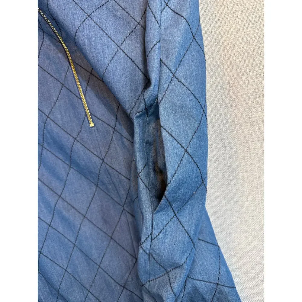 Kate Spade New York Blue Chambray Look Diamond Stitch Shift Dress 12 Pockets